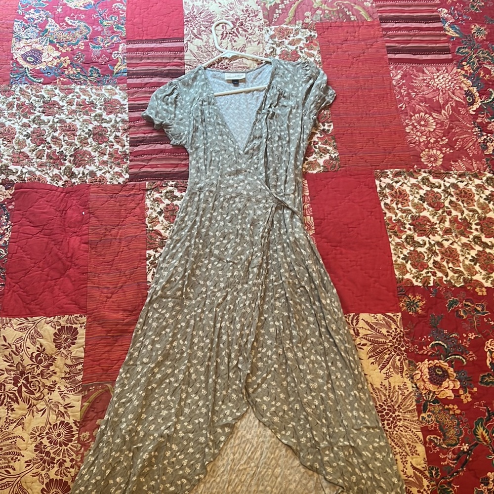 Floral green wrap dress